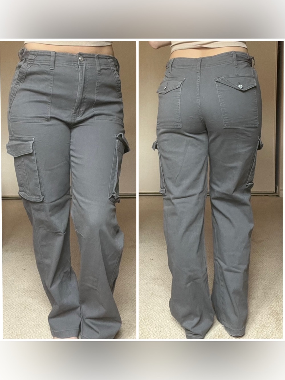 refuge Gray Cargo Pants with Flap Pockets